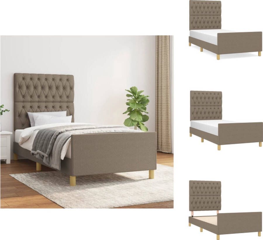 VidaXL Bedframe Taupe 203 x 103 x 118 128 cm Verstelbaar hoofdeinde Multiplex lattenbodem Bed