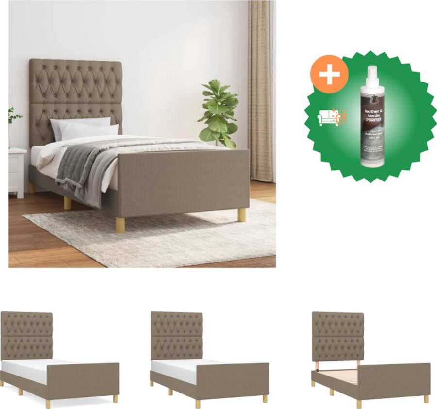 VidaXL Bedframe Taupe 203 x 103 x 118 128 cm Hoogte verstelbaar Stabiele poten Multiplex lattenbodem Comfortabele ondersteuning Montagehandleiding inbegrepen Bed Inclusief Reiniger - Foto 2