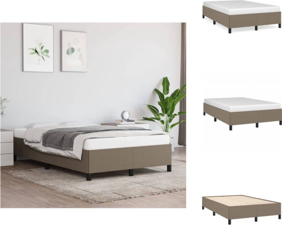 VidaXL Bedframe Taupe 203 x 123 x 35 cm Ademend en Duurzaam Multiplex Lattenbodem Voor matras 120 x 200 cm Inclusief Montagehandleiding Bed