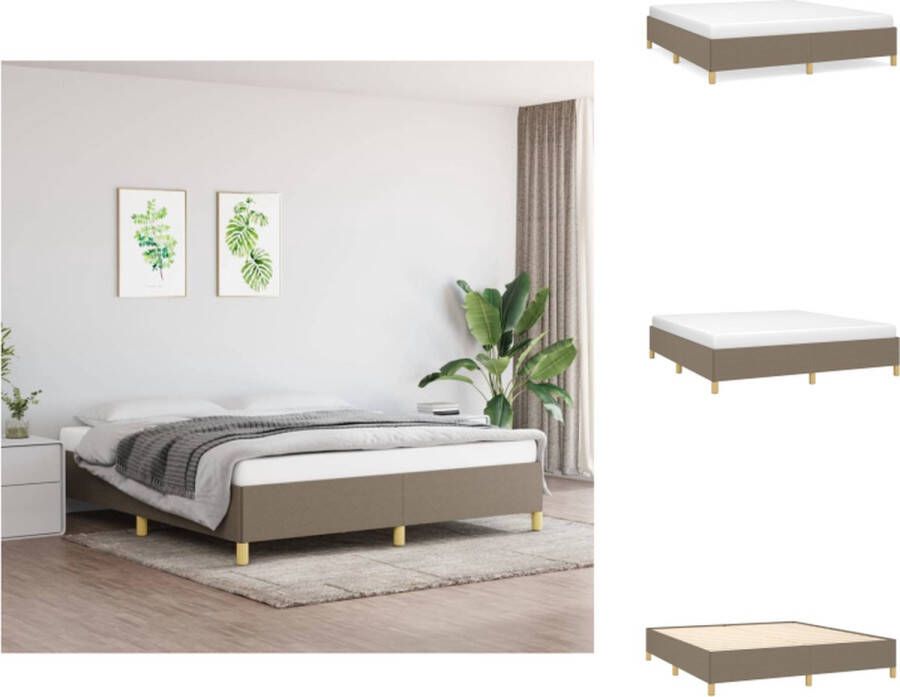 VidaXL Bedframe Taupe 203 x 183 x 35 cm Stof en Multiplex Lattenbodem Bed