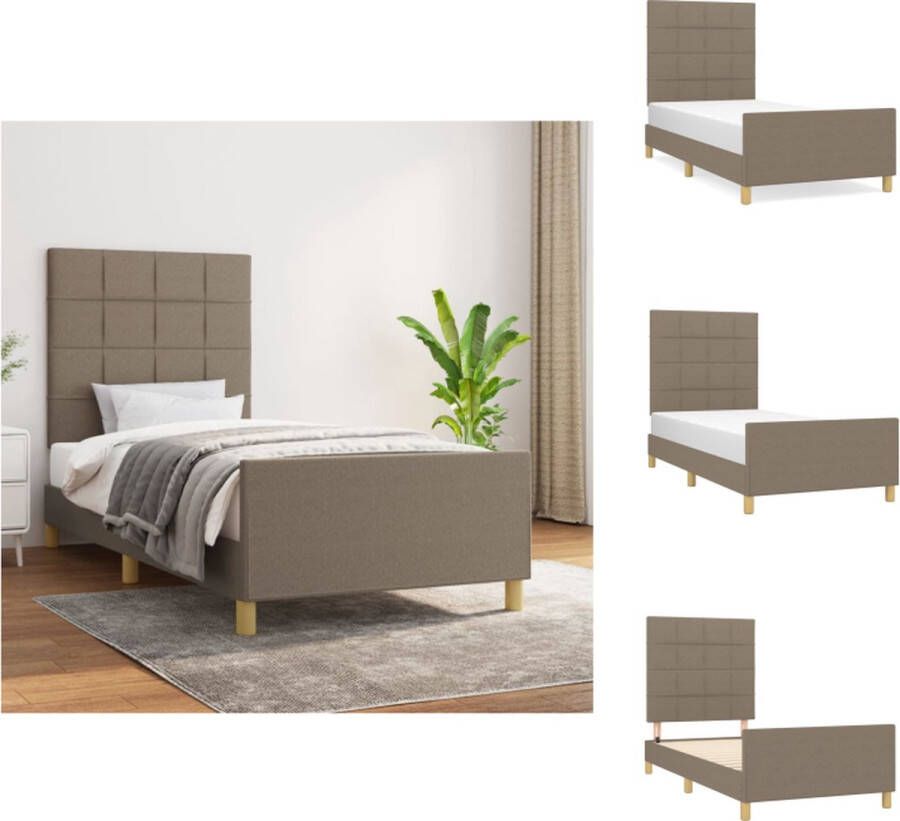 VidaXL Bedframe taupe 203 x 93 x 118 128 cm verstelbaar hoofdeinde ondersteunende poten multiplex lattenbodem comfortabele ondersteuning Bed