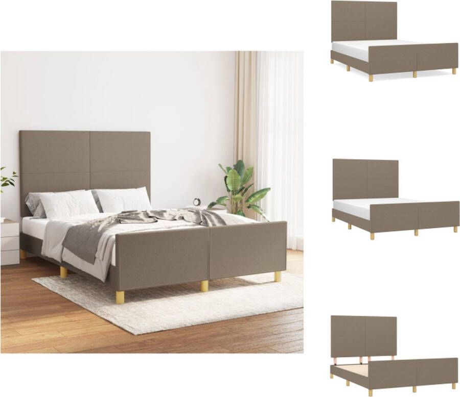 VidaXL Bedframe Taupe 203x146x118 128cm Verstelbaar hoofdeind Multiplex lattenbodem Stabiele poten Comfortabele ondersteuning Bed