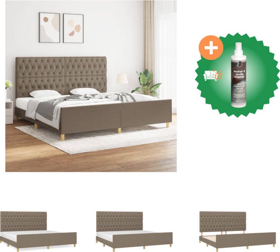 VidaXL Bedframe taupe 203x206x118 128 cm verstelbaar hoofdeinde multiplex lattenbodem comfortabele ondersteuning Bed Inclusief Reiniger