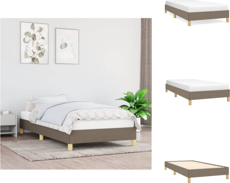 VidaXL Bedframe Taupe Stof 203 x 103 x 25 cm Multiplex Lattenbodem Bed