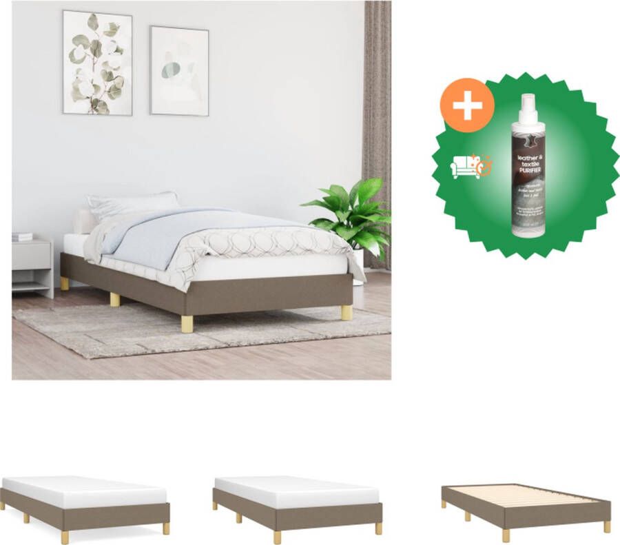 VidaXL Bedframe Taupe 203 x 103 x 35 cm Stof Multiplex Geschikt voor 100 x 200 cm matras Bed Inclusief Reiniger