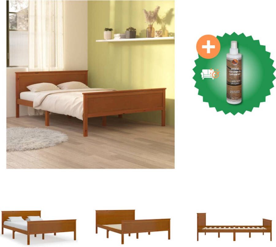 VidaXL Bedframe Tijdloos Bedden Afmetingen- 208 x 168 x 77 cm Kleur- Honingbruin Materiaal- Grenenhout Matras- 160 x 200 cm Montage vereist Bed Inclusief Houtreiniger en verfrisser