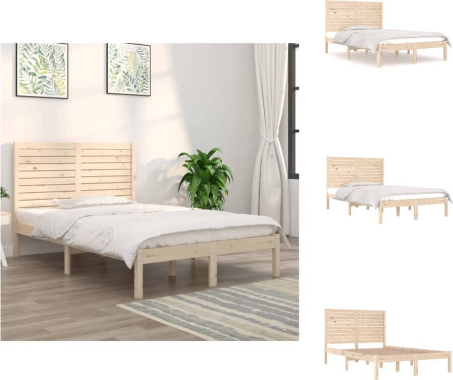 VidaXL Bedframe Tijdloos ontwerp Houten bedframe 195.5 x 126 x 100 cm Massief grenenhout Bed
