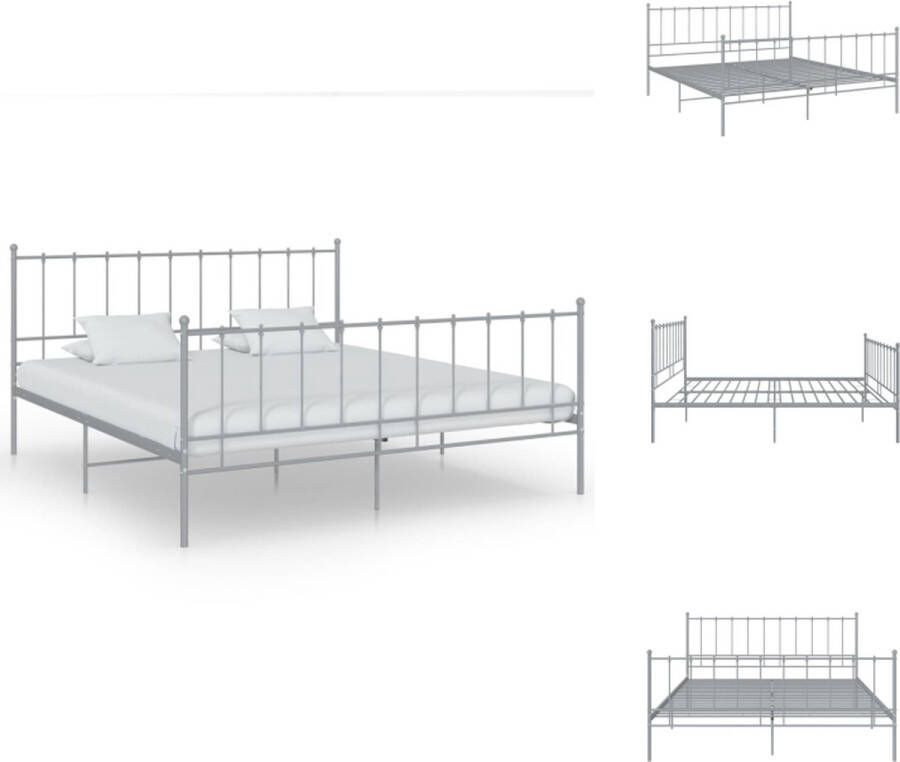 VidaXL Bedframe Tweepersoons Metaal Grijs 206 x 185 x 99 cm (L x B x H) Montage vereist Bed