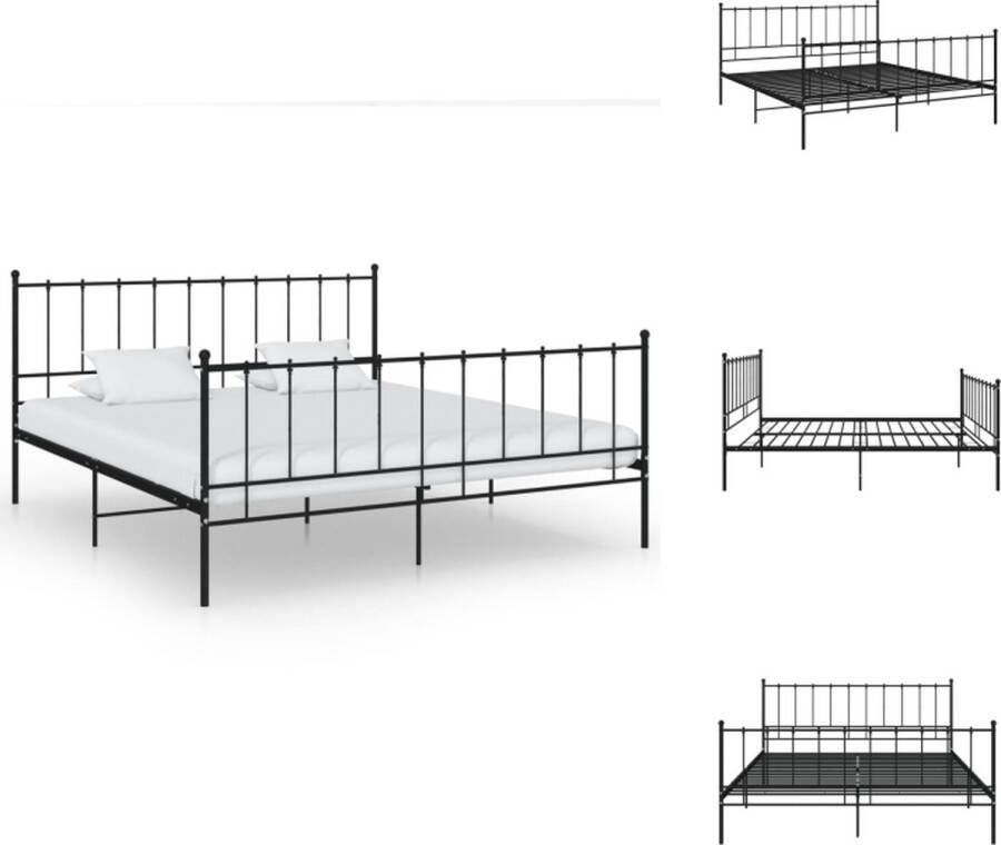VidaXL Bedframe Tweepersoons Metaal Zwart 206 x 205 x 99 cm Bed