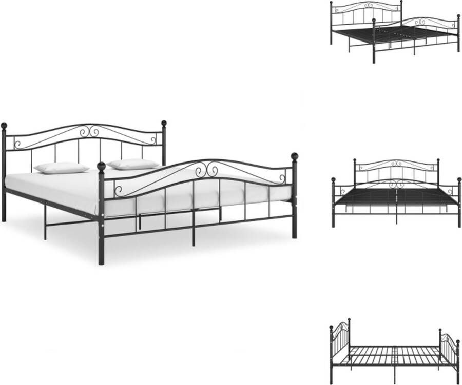 VidaXL Bedframe Bedframes Tweepersoonsbed Tweepersoonsbedden Bedframe metaal zwart 160x200 cm