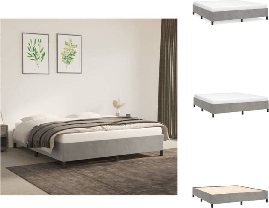 VidaXL Boxspringframe Zacht fluweel Multiplex lattenbodem Lichtgrijs Afmetingen- 203 x 180 x 25 cm Geschikt voor matras 180 x 200 cm (Matras niet inbegrepen) Bed - Foto 2