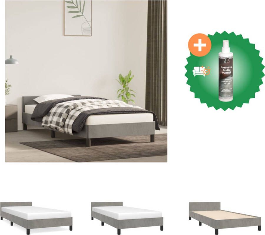 VidaXL Bedframe Velvet Lichtgrijs 203x93x50 cm Multiplex lattenbodem Bed Inclusief Reiniger