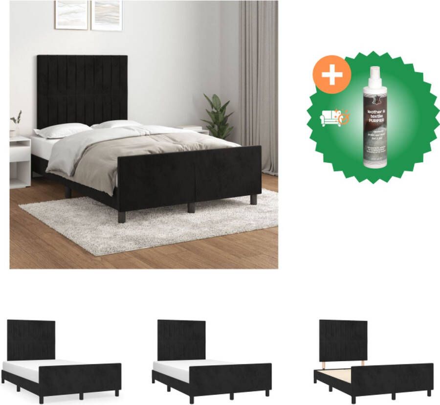 VidaXL Bedframe Velvet Verstelbare Hoogte Ondersteunende Poten Multiplex Lattenbodem Comfortabele Ondersteuning Zwart 203x126x118 128cm Bed Inclusief Reiniger