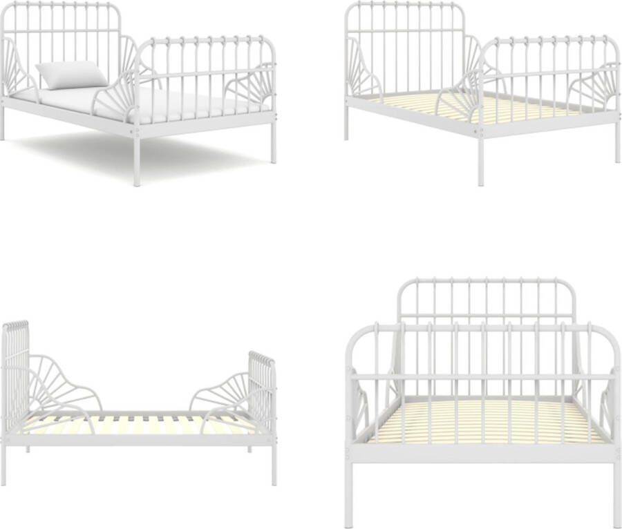 VidaXL Bedframe verlengbaar metaal wit 80x130 200 cm Verlengbaar Bedframe Verlengbare Bedframes Bed Bedden