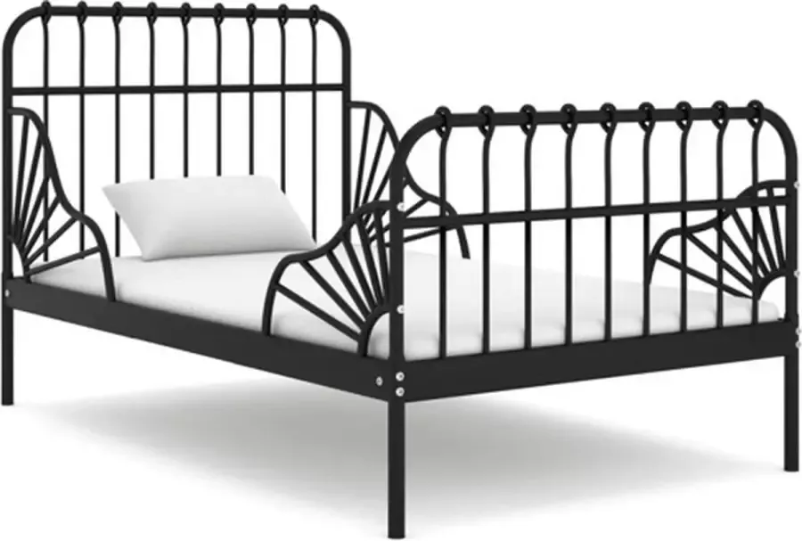 VidaXL -Bedframe-verlengbaar-metaal-zwart-80x130 200-cm - Foto 2
