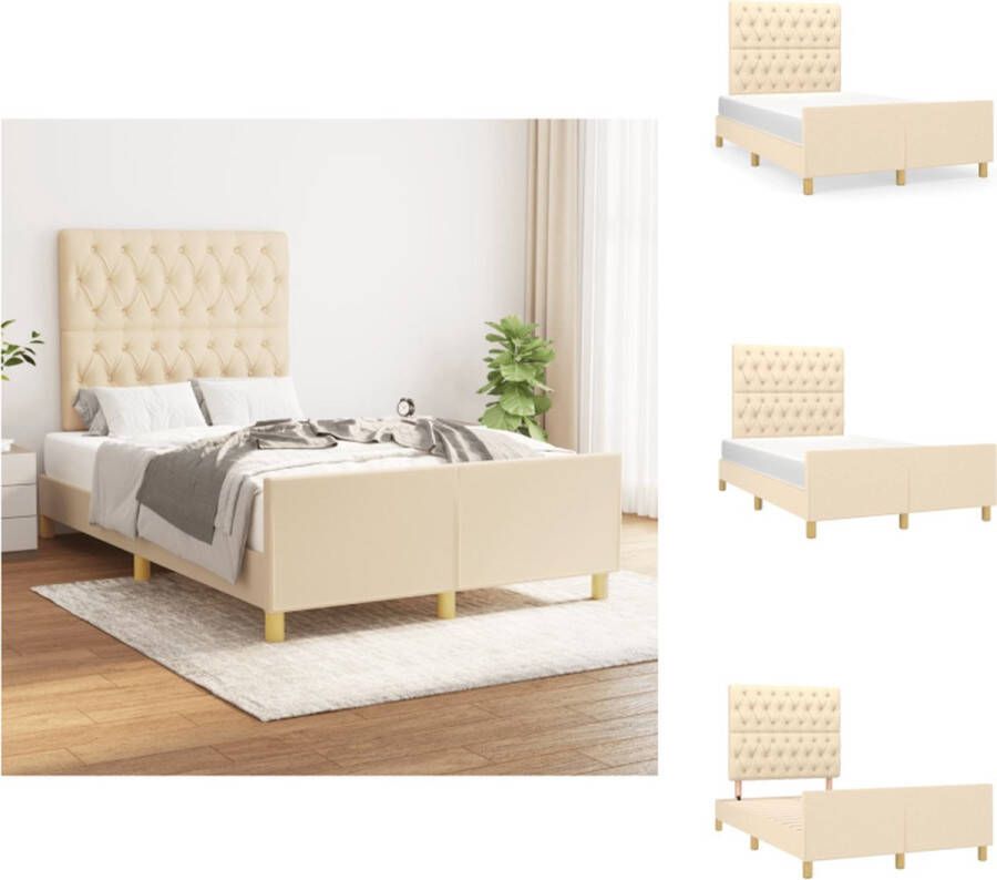 VidaXL Bedframe Verstelbaar Crème 203 x 126 x 118 128 cm Stof Multiplex Lattenbodem Comfortabele Ondersteuning Bed