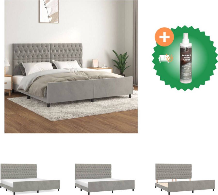 VidaXL Bedframe Vlinder Lichtgrijs Fluweel Verstelbaar hoofdeinde Multiplex lattenbodem Comfortabele ondersteuning 203x206x118 128cm Bed Inclusief Reiniger