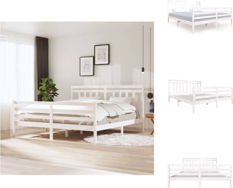 vidaXL Bedframe White 180 x 200 cm Solid Pine Wood Bed