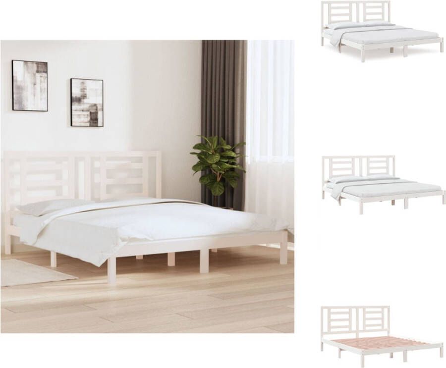 VidaXL Bedframe Bedframes Bed Bedbodem Bedframe massief hout wit 180x200 cm - Foto 2