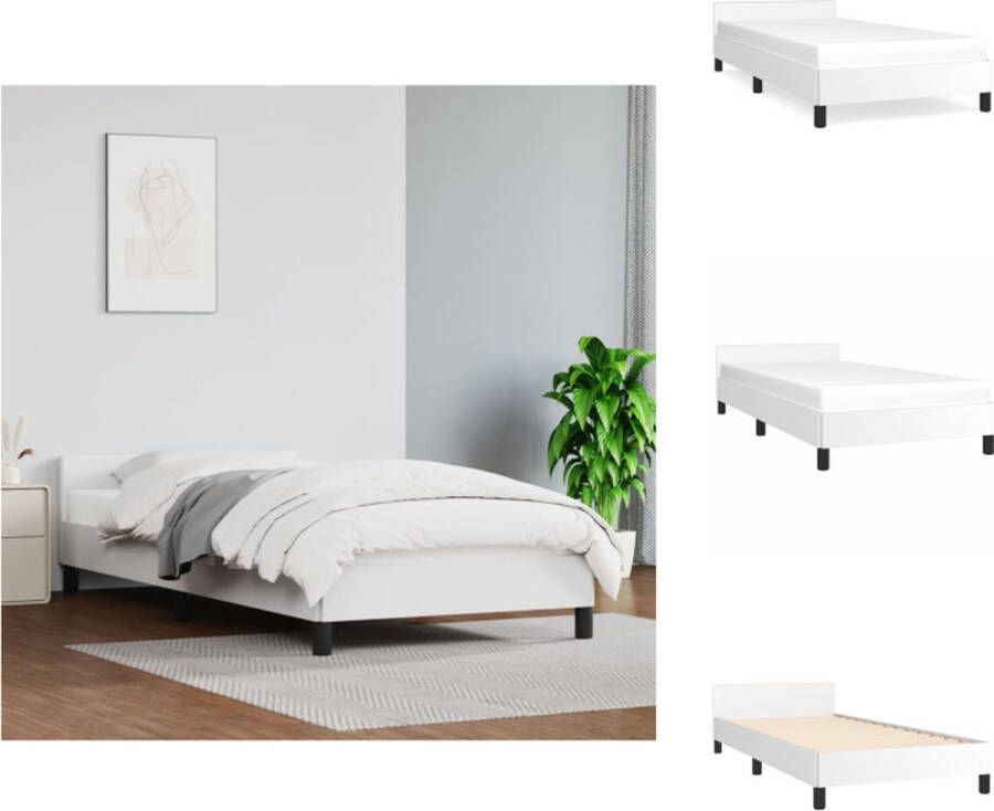 VidaXL Bedframe Wit Kunstleer 193 x 93 x 50 cm Geschikt voor 90 x 190 cm Matras Bed