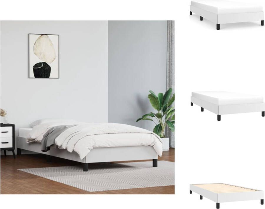 VidaXL Bedframe Wit Kunstleer multiplex 193 x 93 x 25 cm geschikt voor matras 90 x 190 cm Bed