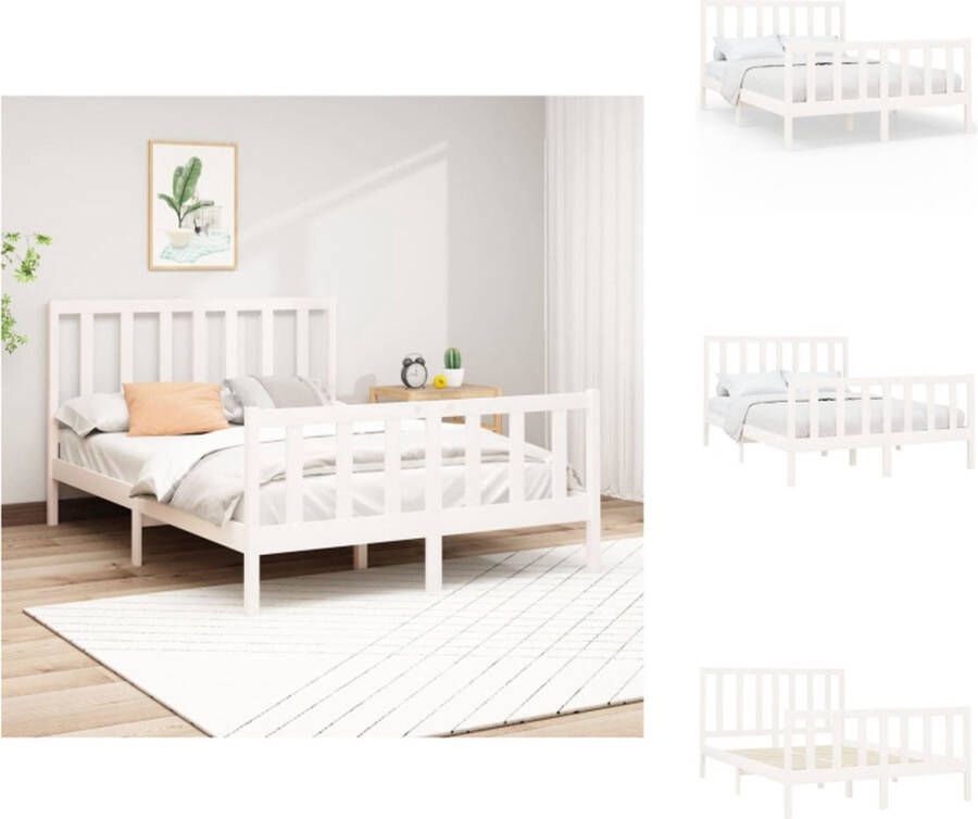 VidaXL Bedframe Grenenhout Wit 205.5 x 105.5 x 31 cm Geschikt voor matras van 100 x 200 cm Met klassiek hoofdeinde Montage vereist 1 x bedframe 1 x hoofdeind Bed - Foto 15