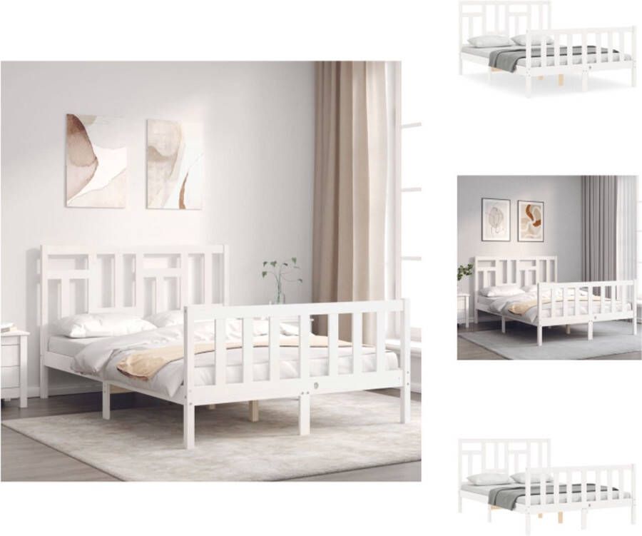 VidaXL Bedframe Wit Massief Grenenhout 205.5 x 145.5 x 100 cm Bed