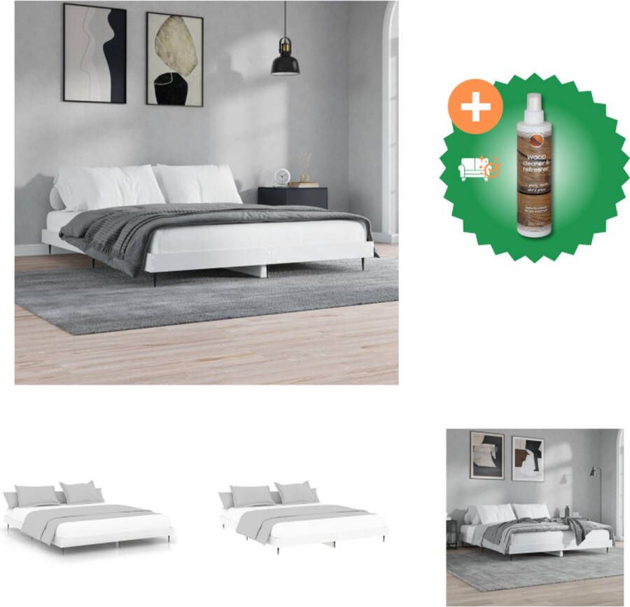 VidaXL Bedframe Geniet van een goede nachtrust Bed 203 x 163 x 20 cm Ken- Duurzaam materiaal metalen poten multiplex lattenbodem Bed Inclusief Houtreiniger en verfrisser - Foto 3