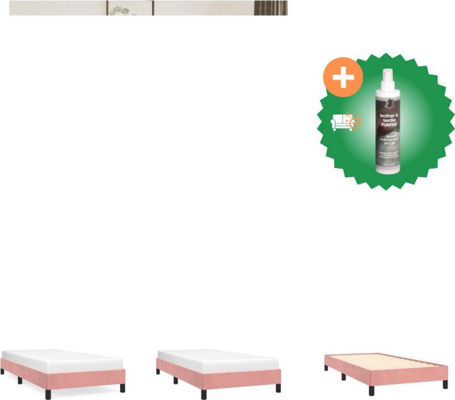 VidaXL Bedframe Zacht Fluweel 203 x 93 x 25 cm Roze Geschikt voor 90 x 200 cm Matras Bed Inclusief Reiniger