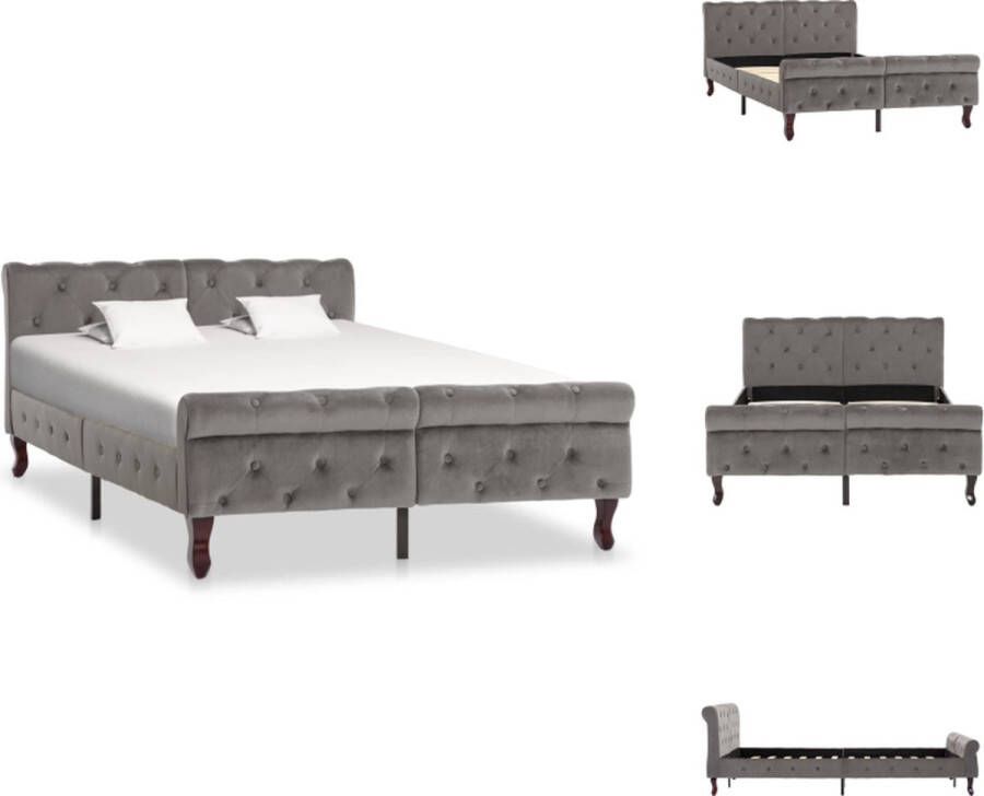 VidaXL Bedframe Zacht Fluweel Grijs 226 x 126.5 x 74 cm Gerecycled schuim Bed