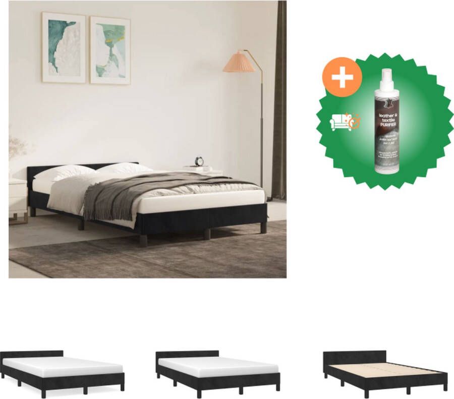 VidaXL Bedframe Zacht Fluweel Multiplex Lattenbodem Zwarte Stof 203 x 123 x 50 cm Geschikt voor 120 x 200 cm Matras (Matras niet inbegrepen) Bed Inclusief Reiniger