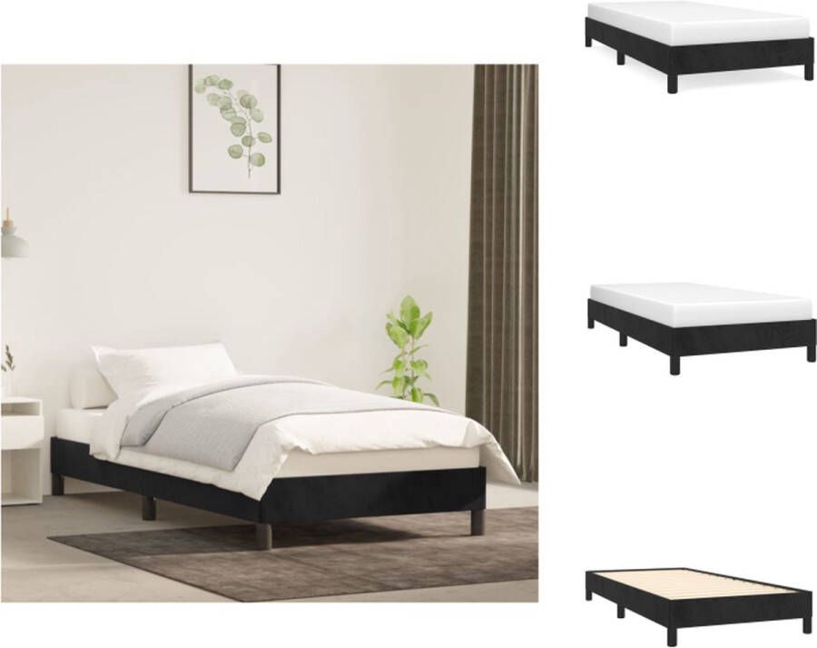 VidaXL Bedframe Zacht fluweel Ondersteunende poten Multiplex lattenbodem Zwart 203x103x25 cm Geschikt voor 100x200 cm matras Bed - Foto 4