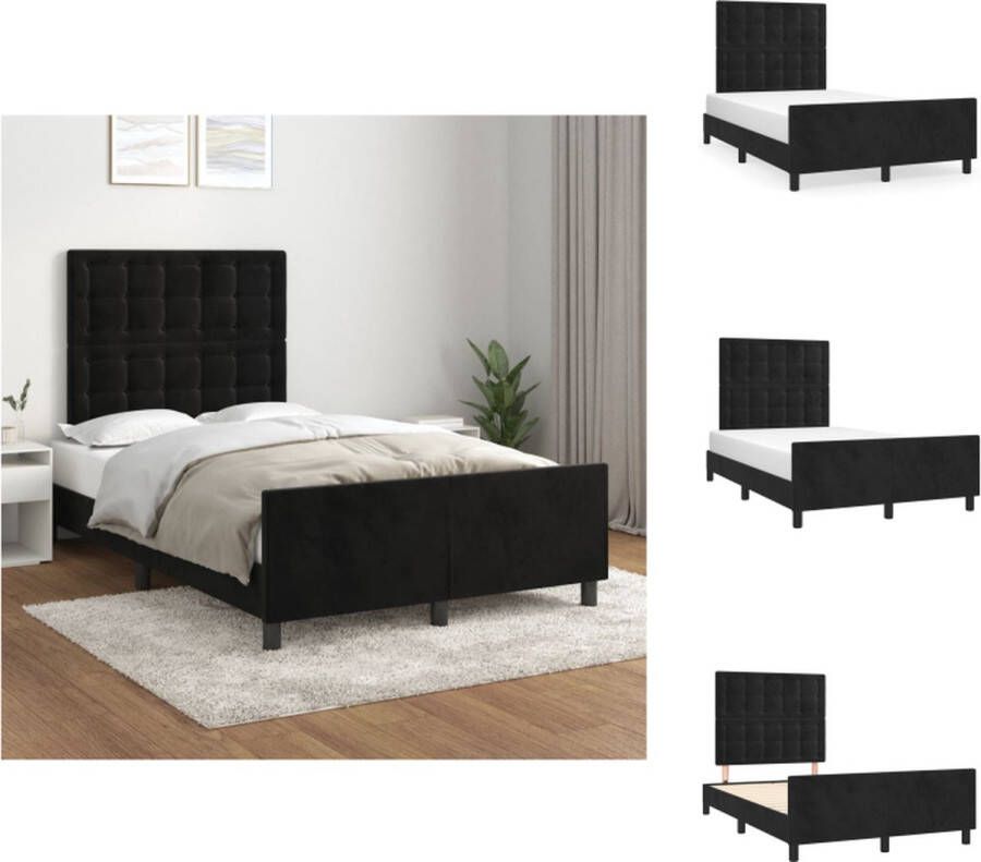 VidaXL Bedframe Zacht Fluweel Verstelbare Hoogte Ondersteunende Poten Multiplex Lattenbodem Comfortabele Ondersteuning Zwart 203 x 126 x 118 128 cm Bed - Foto 3