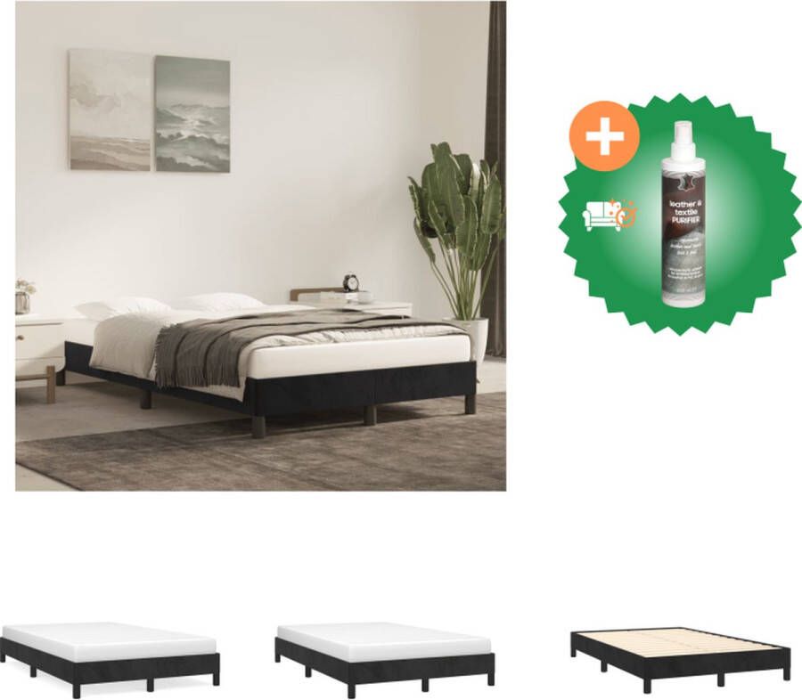 VidaXL Bedframe Zacht fluwelen Ondersteunende poten Multiplex lattenbodem Zwart 203x123x25 cm Bed Inclusief Reiniger