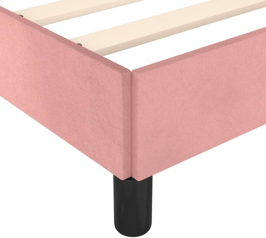 VidaXL Bedframe Zacht fluwelen roze Verstelbare hoogte Ondersteunende poten Multiplex lattenbodem Comfortabele ondersteuning 203x186x118 128 cm Bed Inclusief Reiniger