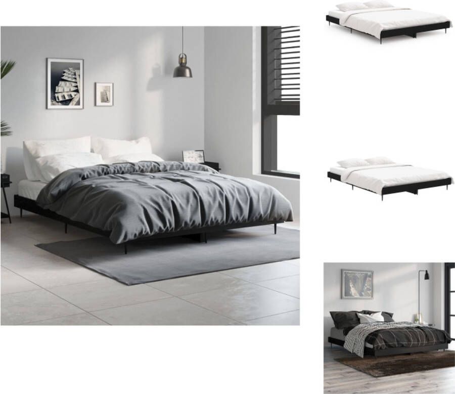 VidaXL Bedframe Zwart 193 x 138 x 20 cm Duurzaam hout metaal Multiplex lattenbodem Bed