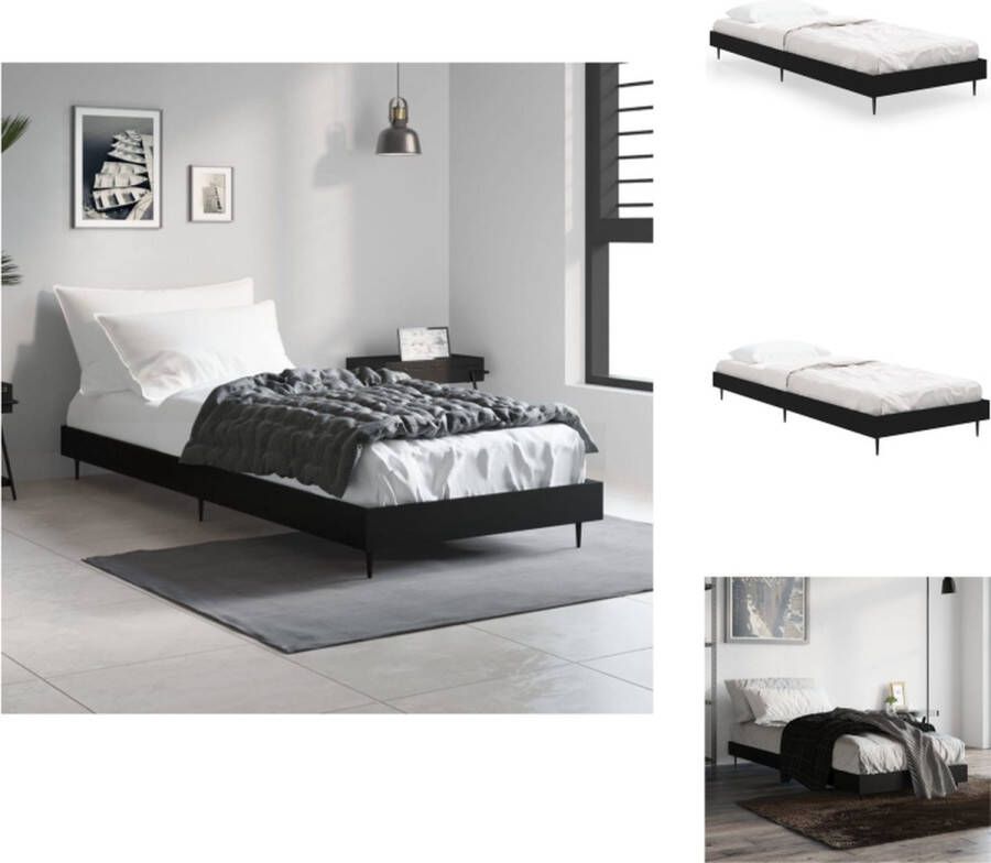 VidaXL Bedframe Zwart 193 x 78 x 20 cm Hoge Kwaliteit Hout Metalen Poten Multiplex Lattenbodem Bed - Foto 2