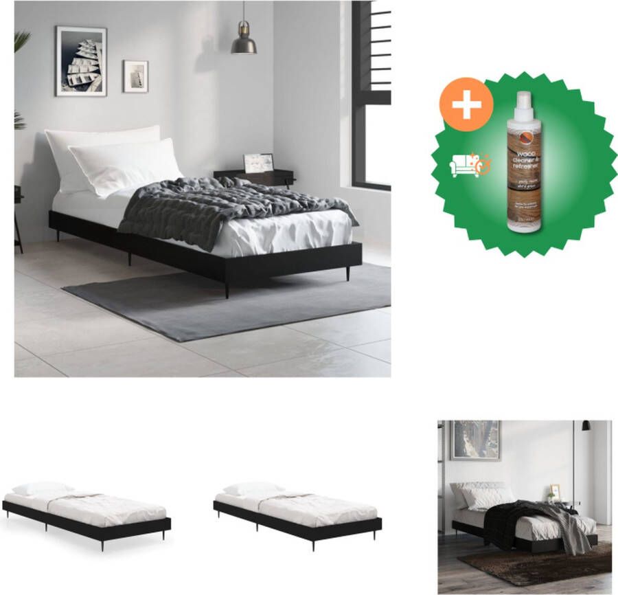 VidaXL Bedframe Zwart 193 x 78 x 20 cm Hoge Kwaliteit Hout Metalen Poten Multiplex Lattenbodem Bed Inclusief Houtreiniger en verfrisser - Foto 3