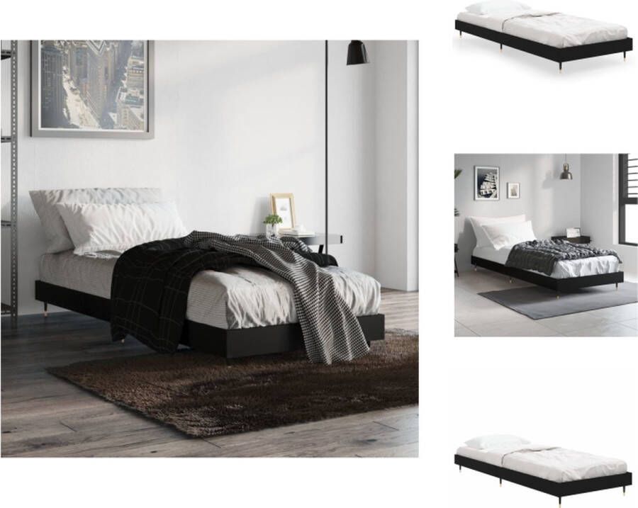 VidaXL Bedframe Zwart 193 x 78 x 20 cm Hoge Kwaliteit Hout Metalen Poten Multiplex Lattenbodem Bed