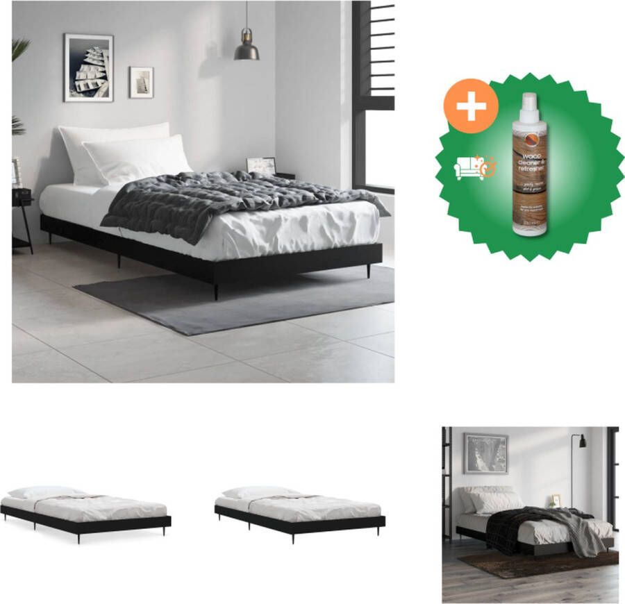 VidaXL Bedframe Duurzaam Slaapkamer Afmeting- 203 x 103 x 20 cm Kleur- Zwart Materiaal- Bewerkt hout metaal Montage vereist Bed Inclusief Houtreiniger en verfrisser - Foto 2