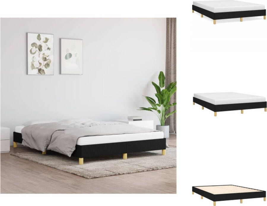 VidaXL Bedframe Zwart 203 x 143 x 25 cm Ademend en duurzaam met ondersteunende poten Geschikt voor 140 x 200 cm matras Bed