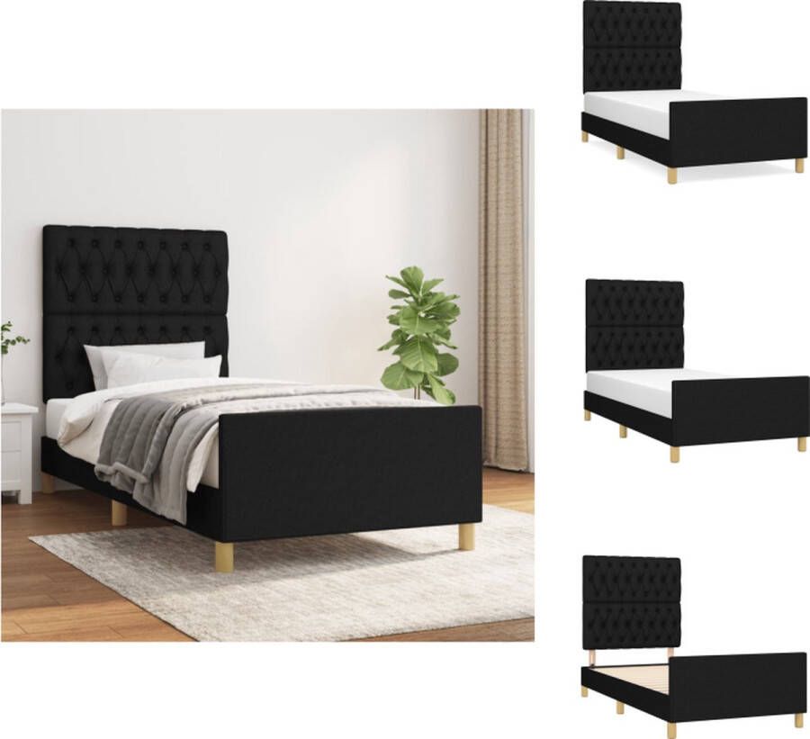 VidaXL Bedframe Zwart 203 x 93 cm Verstelbaar hoofdeind Stevige poten Multiplex lattenbodem Comfortabele ondersteuning Bed