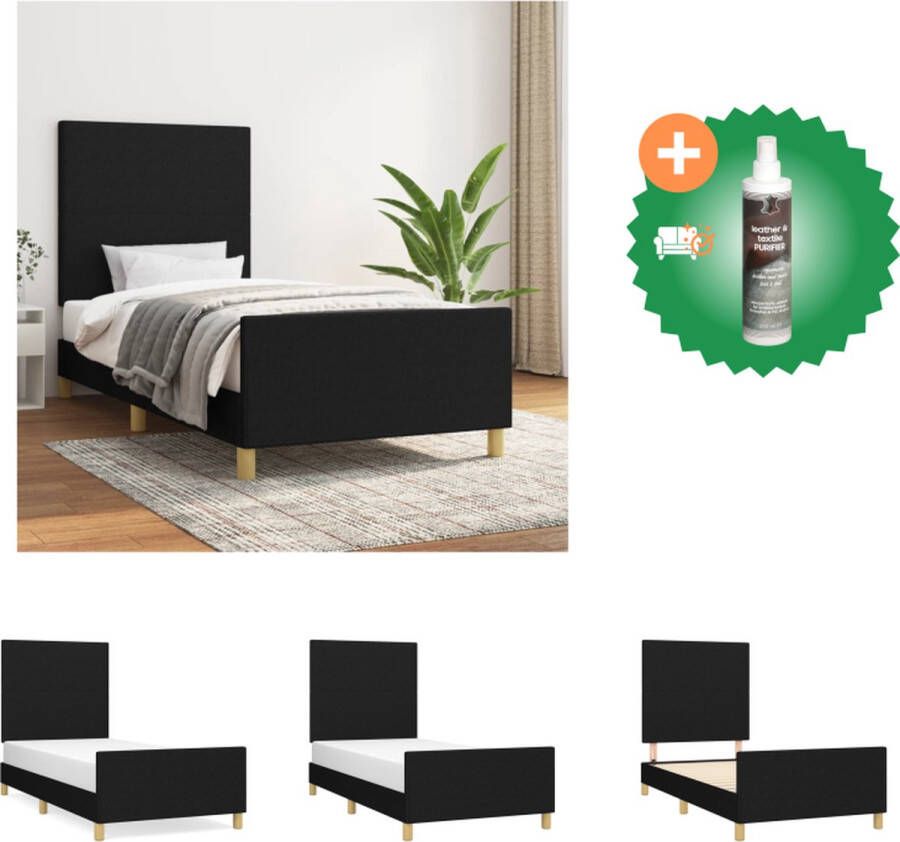 VidaXL Bedframe Zwart 203 x 93 x 118 128 cm Verstelbaar hoofdeinde Duurzaam materiaal Multiplex lattenbodem Comfortabele ondersteuning Matte bedframe Bed Inclusief Reiniger - Foto 2