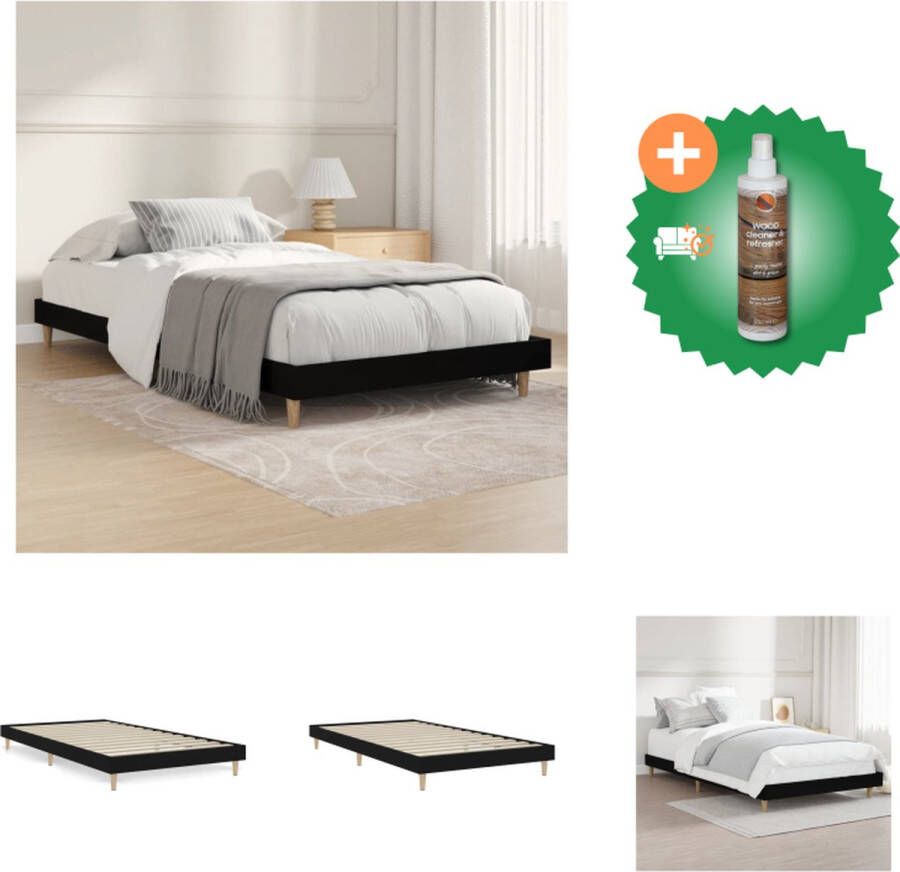 VidaXL Bedframe Zwart 203 x 93 x 20 cm Duurzaam bewerkt hout Ondersteunende poten Multiplex lattenbodem Bed Inclusief Houtreiniger en verfrisser