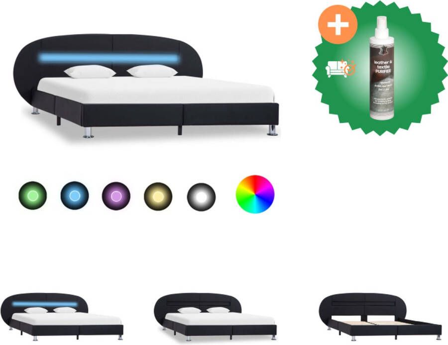VidaXL Bedframe Zwart 208 x 213 x 70 cm LED-verlichting 180 x 200 cm Bed Inclusief Reiniger - Foto 2