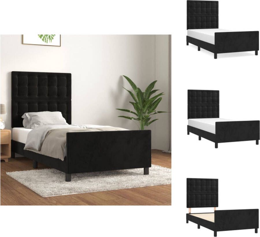 VidaXL Bedframe Zwart fluweel Verstelbaar hoofdbord Ondersteunende poten Multiplex lattenbodem Comfortabele ondersteuning Afmetingen- 203x103x118 128 cm Geschikt voor matras 100x200 cm Inclusief hoofd- en voeteneind Bed - Foto 2