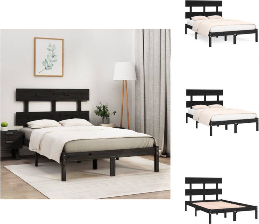 VidaXL Bedframe Zwart Grenenhout 205.5 x 145.5 x 31 cm 140 x 200 cm (matras niet inbegrepen) Bed