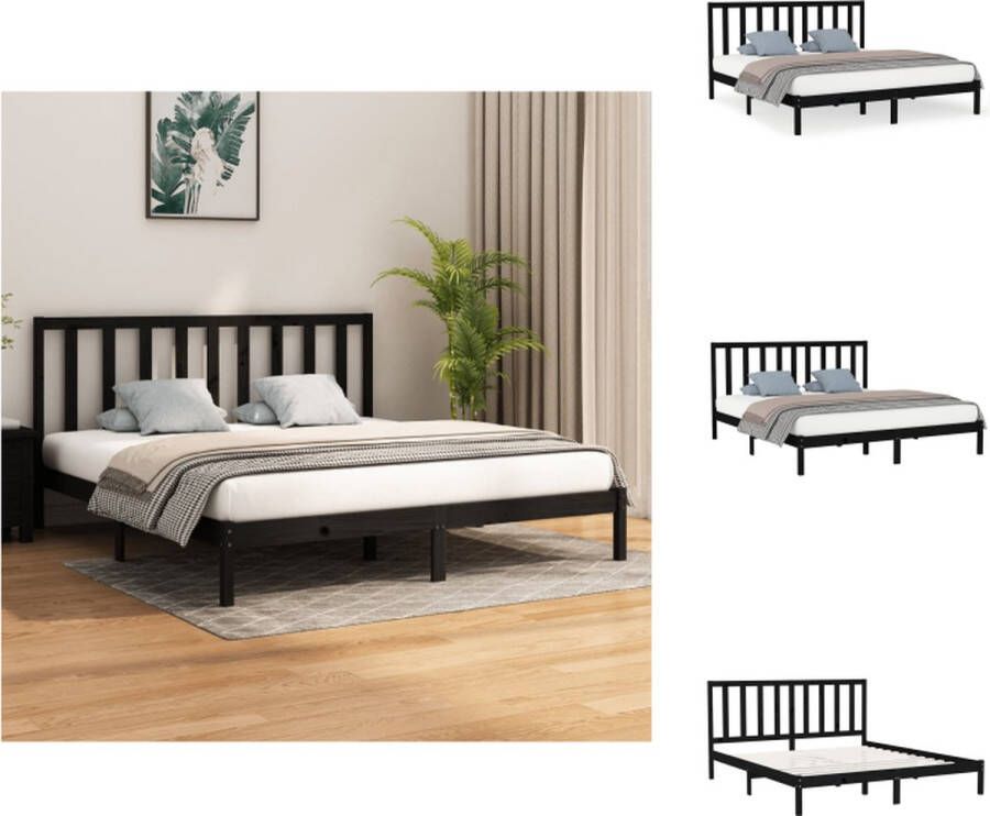VidaXL Bedframe Zwart Grenenhout 205.5 x 186 x 100 cm 180 x 200 cm Montage vereist Bed