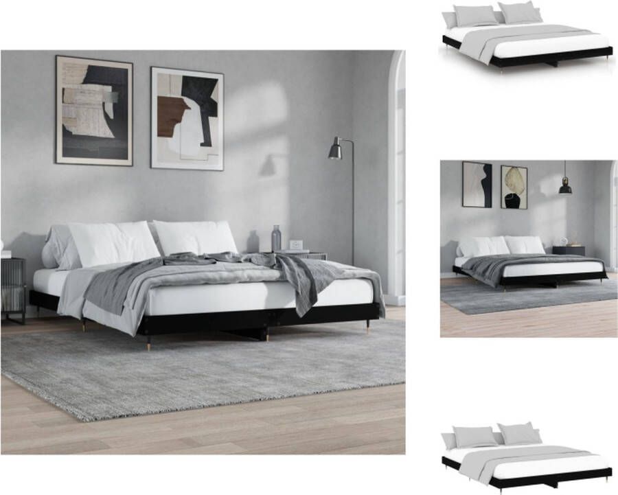 VidaXL Bedframe Zwart Hout en Metaal 203x123x20 cm Geschikt voor 120x200 cm matras Bed