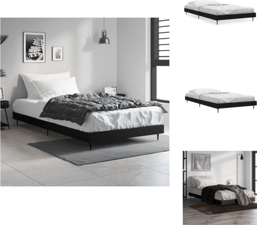VidaXL Bedframe Zwart Hout Metaal 203x93x20 cm 90x200 cm Montage vereist Bed
